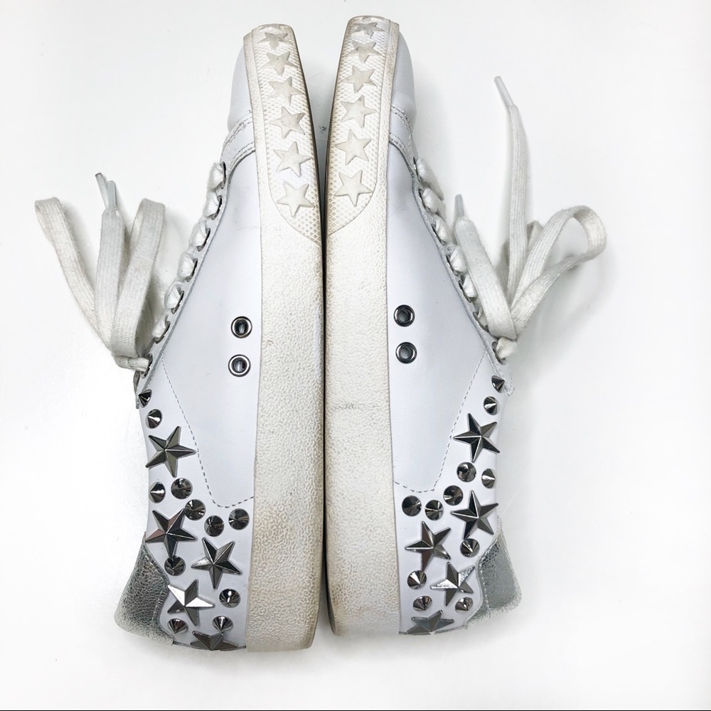 Ash Dazed Studded Leather Fashion Sneakers White Silver Star Low Top EU 36 US 6 - Picture 6 of 8